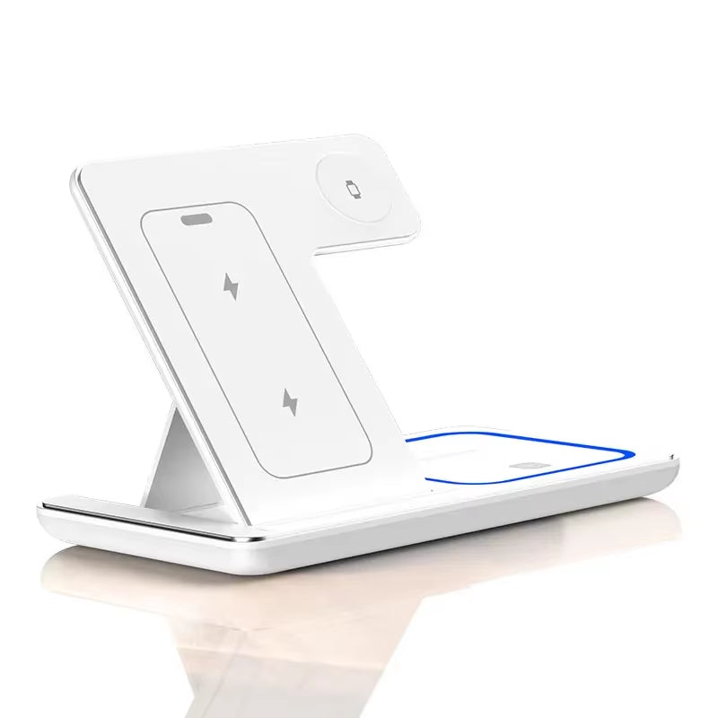 3-in-1 Fast Wireless Charging Station for iPhone, Apple Watch & AirPods Pro – High-Speed Home Dock