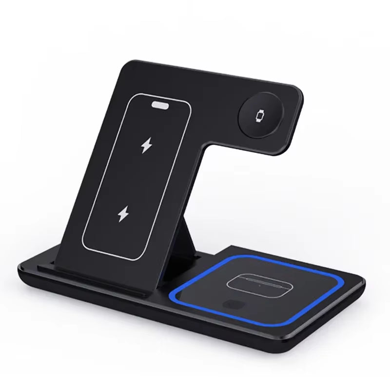 3-in-1 Fast Wireless Charging Station for iPhone, Apple Watch & AirPods Pro – High-Speed Home Dock